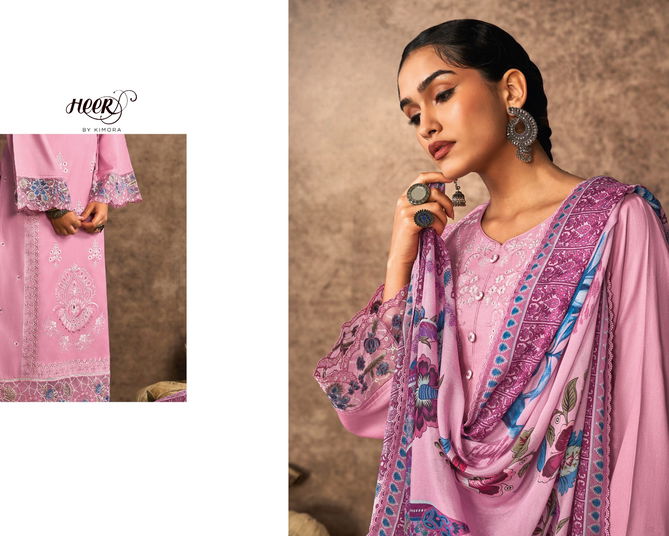 Malika By Kimora Muslin Digital Printed Embroidery Salwar Suits Wholesalers In Delhi